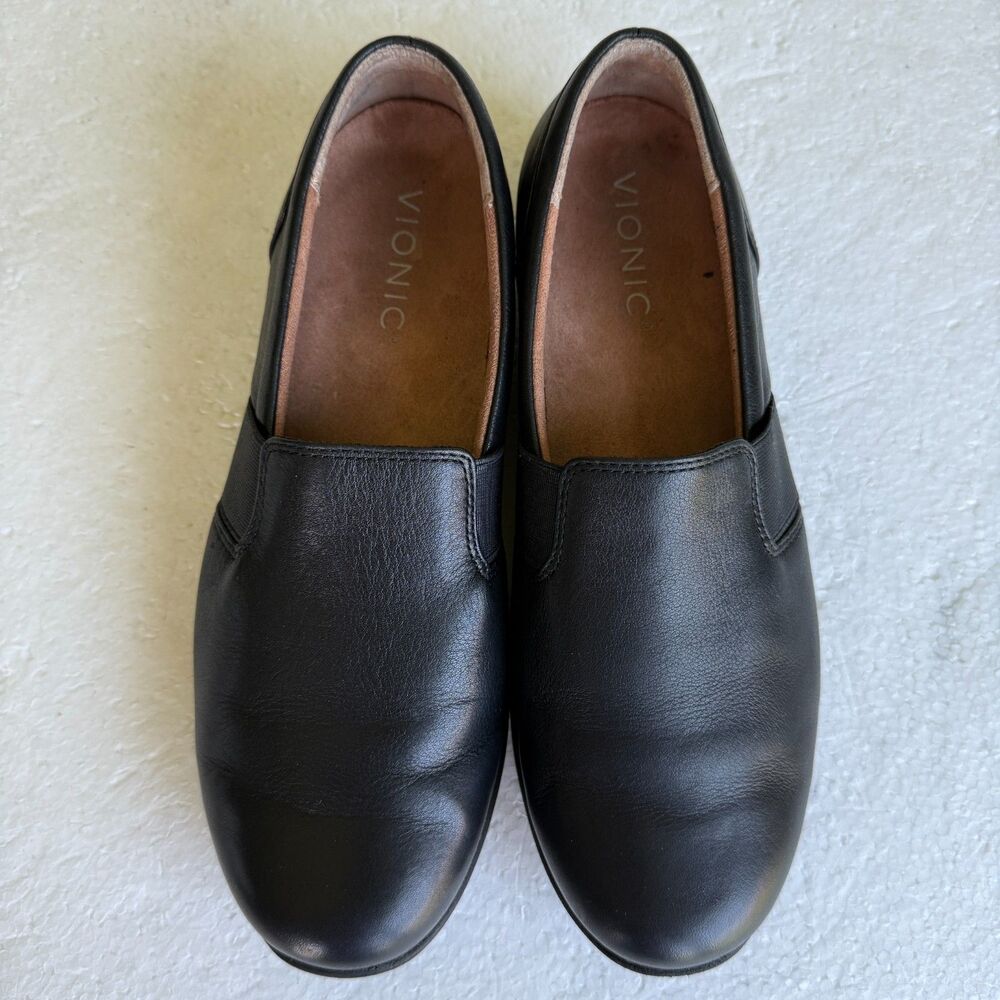 Vionic Magnolia Gianna Leather Women's Loafer Black Shoes Size 6.5